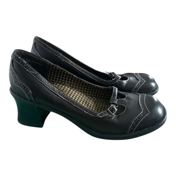 Vintage 90's Y2K Unlisted Brown Square Toe Mary Jane  Chunky Block Heels Sz 6.5 - Picture 1 of 7